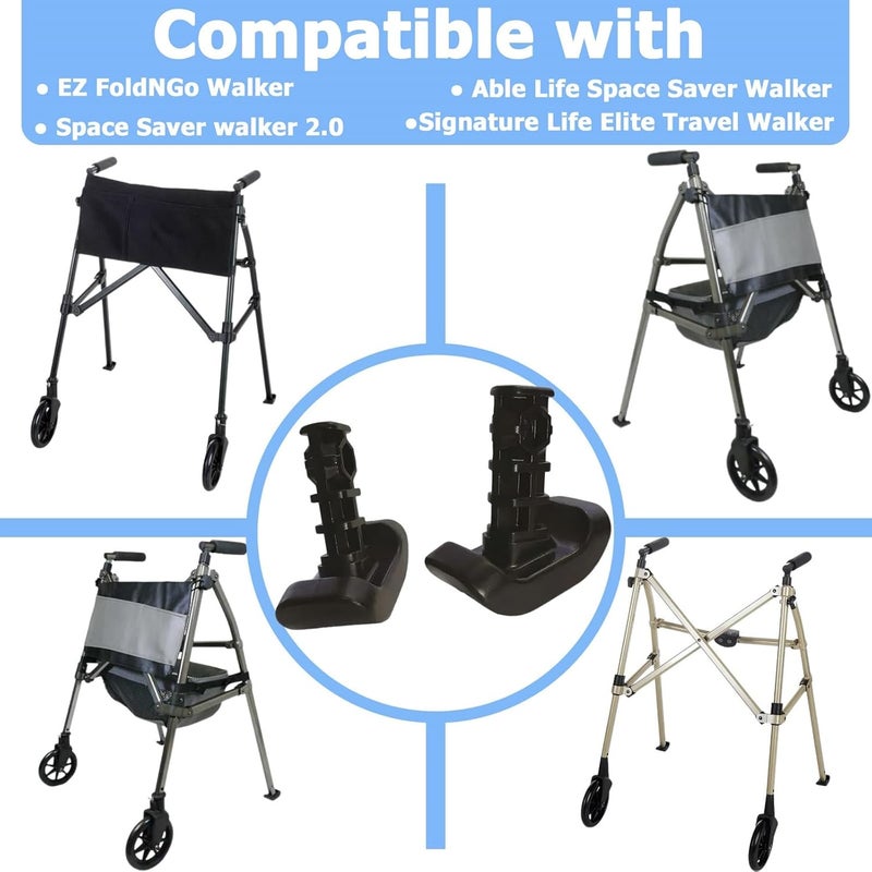 auaurly 4 PCS Walker Ski Glides 4302 for EZ Fold-N-Go Walker and Able Life Space Saver Walker, Durable Mobility Aid Glide for Stability, Black - Image 3